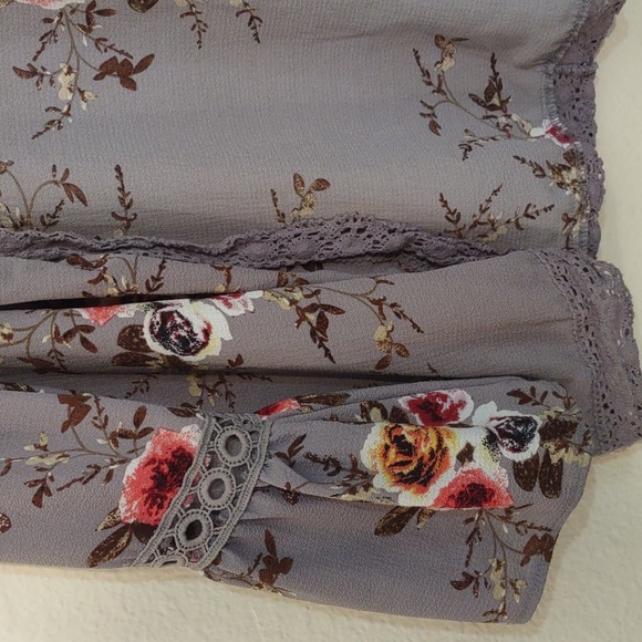 SLIGHTLY USED XXL FLORAL PRINT BELL SLEEVE KIMONO CARDIGAN LOOSE COVERUP - Picture 5 of 11